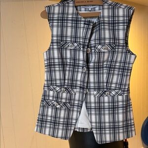 Veronica Beard Black and White Plaid Vest